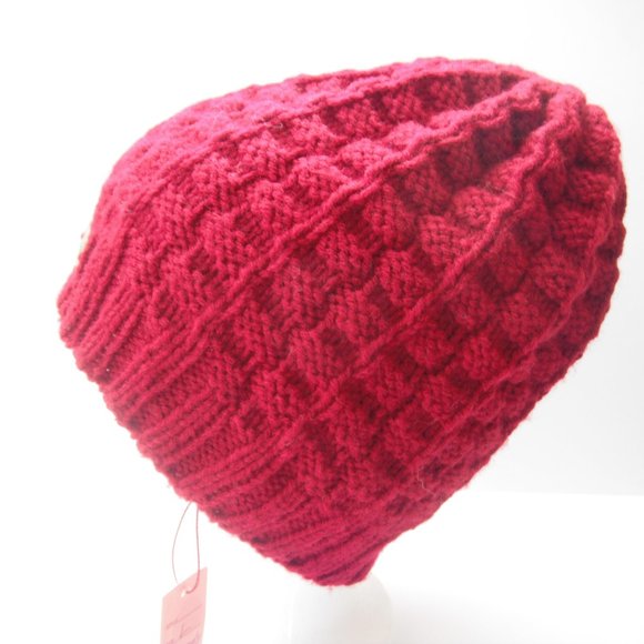 Hand Knitted Hat Toque Adult Size -L Acrylic Burgundy Color-021 Hand knit by me - Picture 3 of 7
